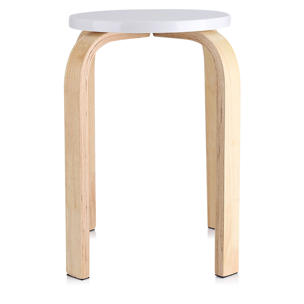 1Pc AntiSlip Bent Wood Stacking Stool White-image-OPC-PKYC95P-NEW