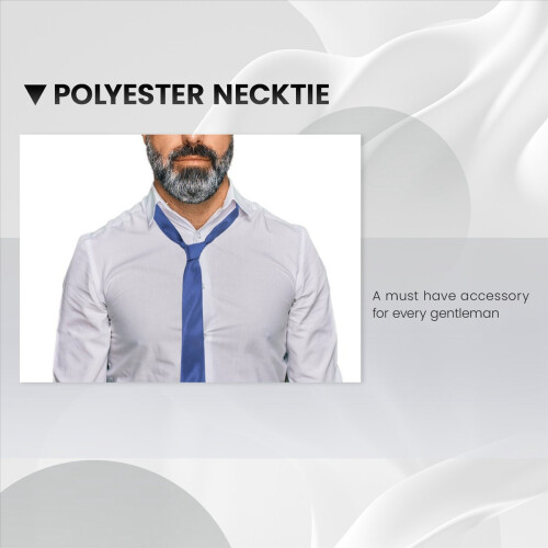 Polyester Narrow Neck Tie Skinny Solid Dark Blue Thin Necktie for Men (2inch Max Width) 2