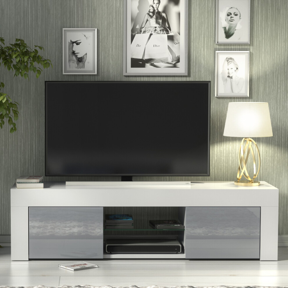Creative Furniture Tv Unit 130Cm - White & Grey Gloss Doors