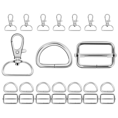 48 Pcs Metal Snap Hook Ring Swivel Clasp D Ring Adjustable Buckle