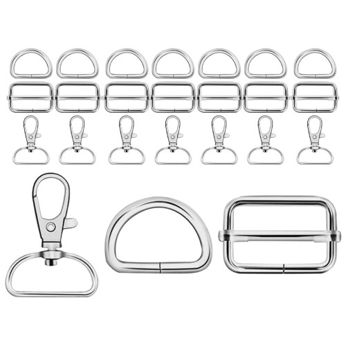 48 Pcs Metal Snap Hook Ring Swivel Clasp D Ring Adjustable Buckle 2