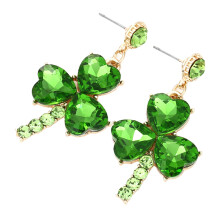 5 Pairs St Patrick's Day Shamrock Dangle Earrings Rhinestone Luck Jewelry