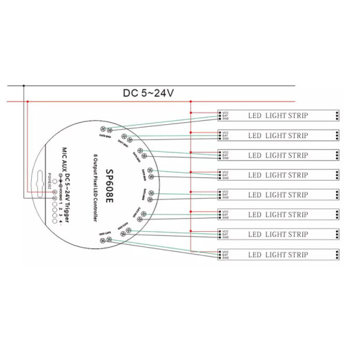 SP608E WS2812B Musikcontroller Indbygget mikrofon Bluetooth-app 1