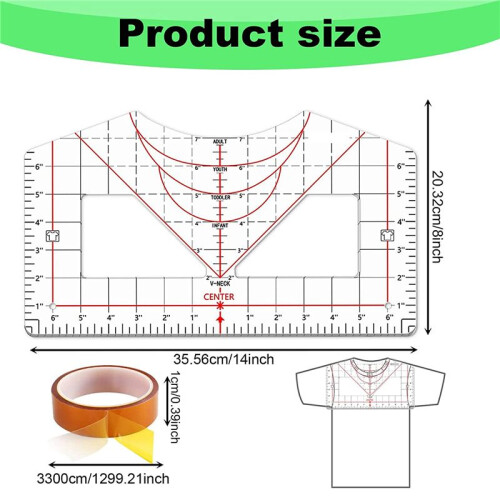 Tshirt Ruler Guide for Vinyl Alignment, with Heat Tape 2