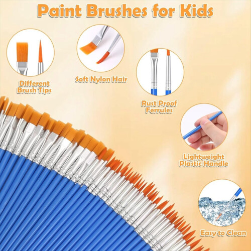 240Pcs Small Paint Brush,Flat Fine Tip Artist Paint Brushes 1