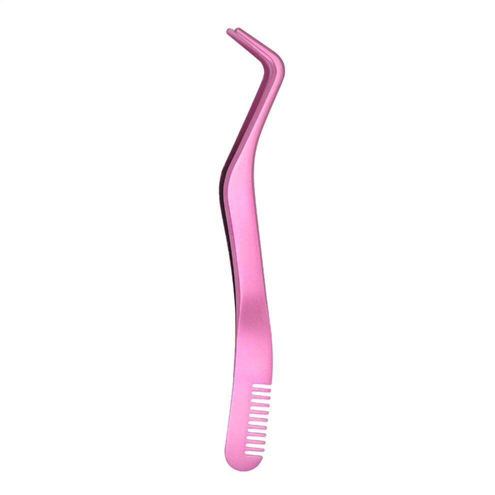 Lashes Tweezers Stainless Steel Curved Eyelash Extension Tweezers With Comb For Women Dark Purple