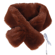 (Brown) USB Heated Scarf Warm Soft Plush Neck Scarf Winter Use Brown