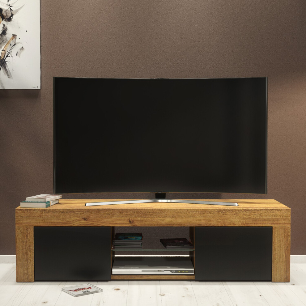 Creative Furniture Tv Unit 130Cm - Oak & Black Matt Doors