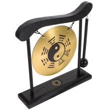 3Pcs Chinese Alloy Gong With Stand And Drumstick For Home Decoration