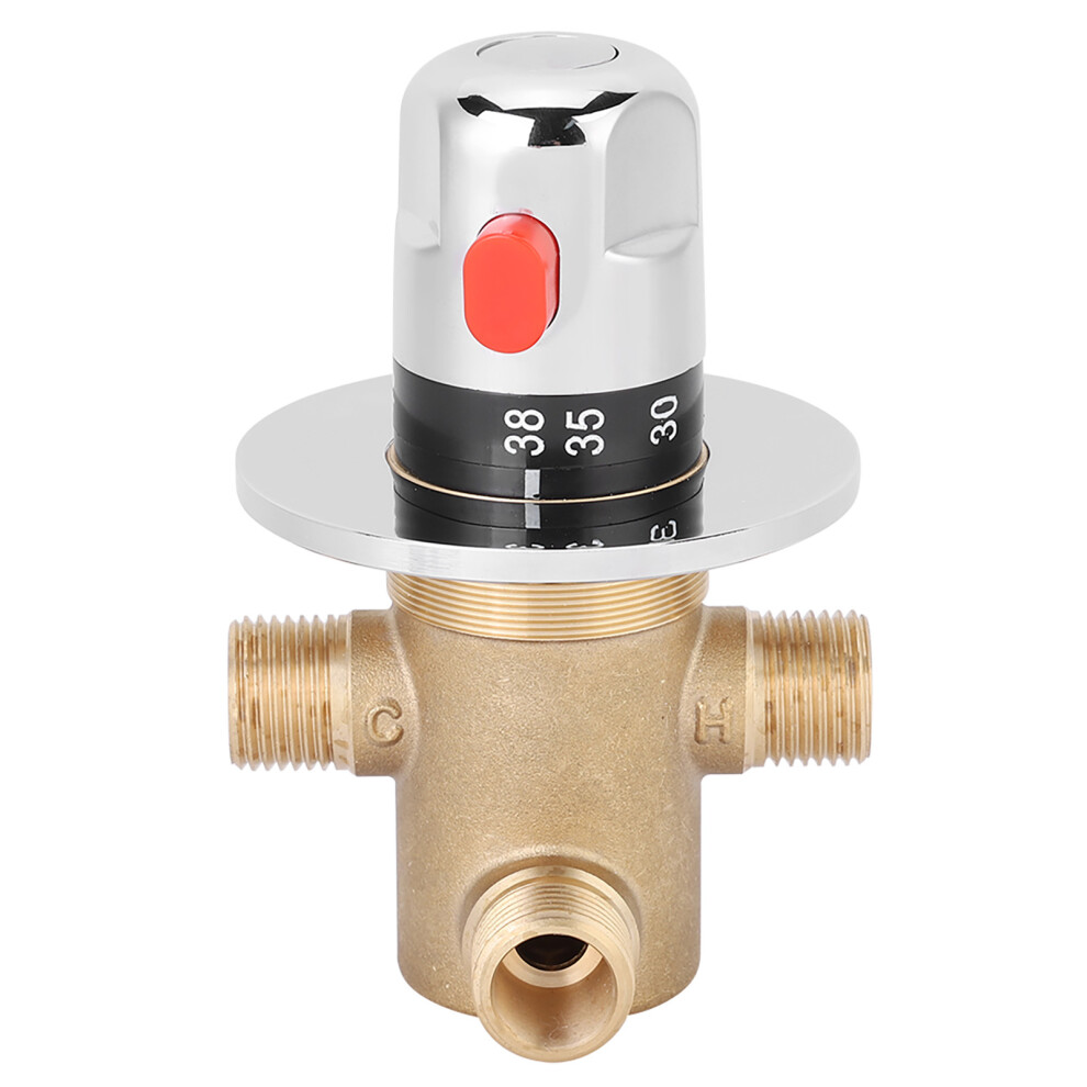 G1/2In 3 Way Brass Thermostatic Mixing Valve Temperature Control 685922993953