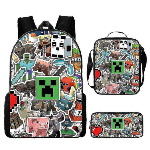 (3pcs, Y) KINZON  Primary And Secondary School Schoolbags  Game Peripheral Backpack Three-piece Set