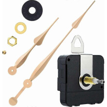 High Torque Long Shaft Clock Movement Mechanism with 12 Inch Long Flat Hands (Gold)