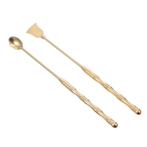 2 Sets 2Pcs Incense Spoon Burner Accessories Golden 1