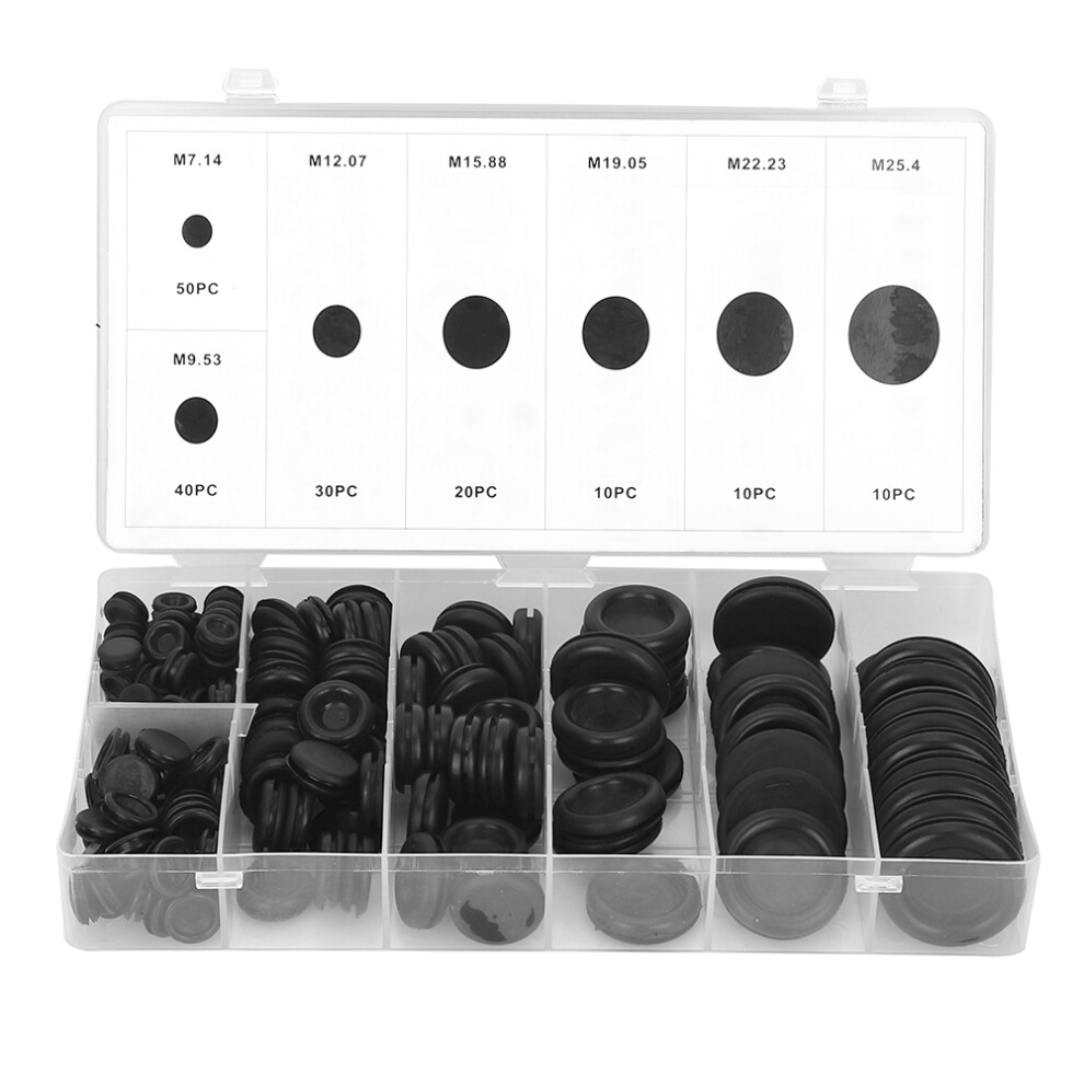 170Pcs Black Seal Ring Cable Gasket Kit Rubber Grommet Set 685922994851