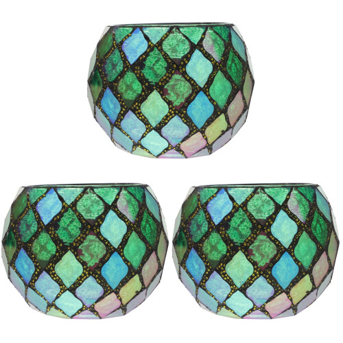 3Pcs Candle Tea Light Holder Mosaic Glass Decor 2