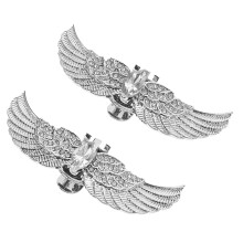 8 Pcs Bridal Shoe Clips Rhinestone Wing Buckles For High Heels White