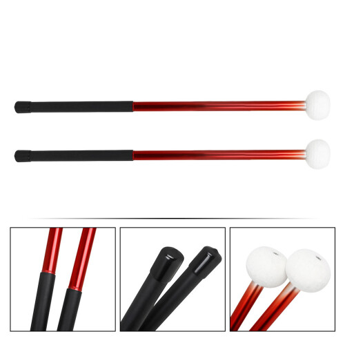 5 Pairs Felt Head Alloy Drumsticks For Marching And Practice 2