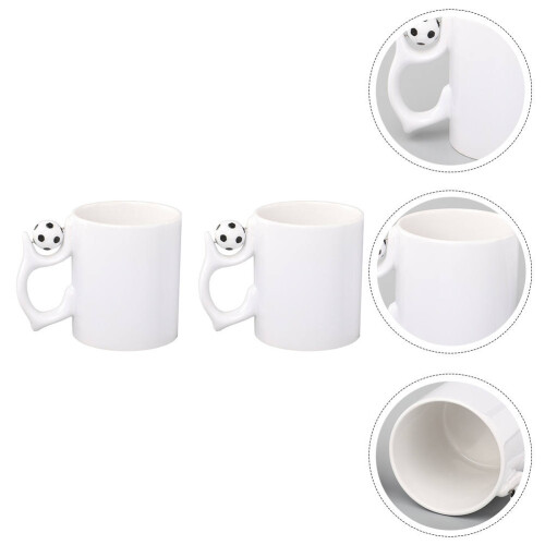 2Pcs Soccer Mugs White Coffee Milk Cups Beverage Containers 1