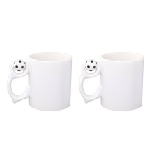 2Pcs Soccer Mugs White Coffee Milk Cups Beverage Containers
