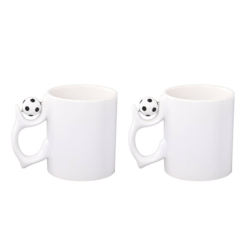 2Pcs Soccer Mugs White Coffee Milk Cups Beverage Containers