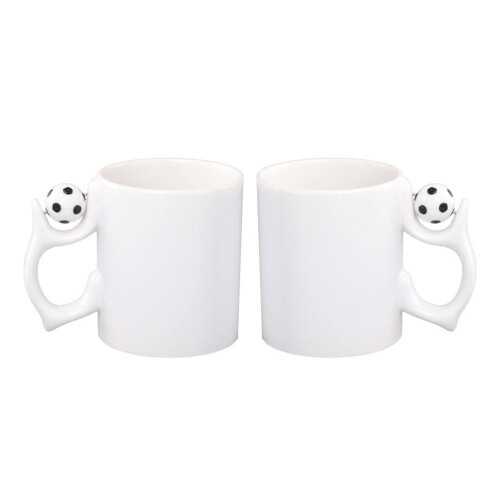 2Pcs Soccer Mugs White Coffee Milk Cups Beverage Containers 2