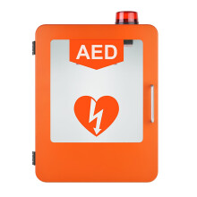 Alarmed AED Cabinet, Wall Mount Storage With Adjustable Partitions, Built-In Hook, Dual Switch, Orange