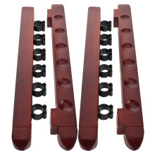 4 Sets Wooden 6-Slot Wall Mount Pool Cue Holder For Billiard Players