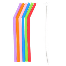 Set Of 2 Silicone Straw Child Reusable Straws With Cleaner Brush