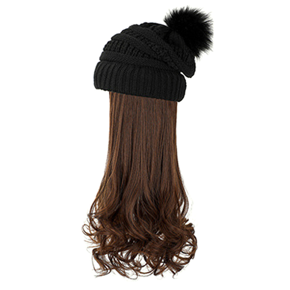 Villcase 3 Sets Long Wavy Wigs With Winter Crochet Knitted Hat