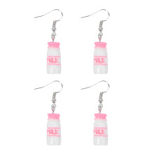 4Paare Damen Ohrschmuck Milchflasche Rosa Cartoon Resin Ohrhänger