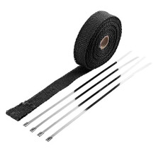 Exhaust Wrap 5M Heat Resistant Cloth With Steel Strap For Exhaust Pipe And Header Black Compatible Car Motorcycle Intake
