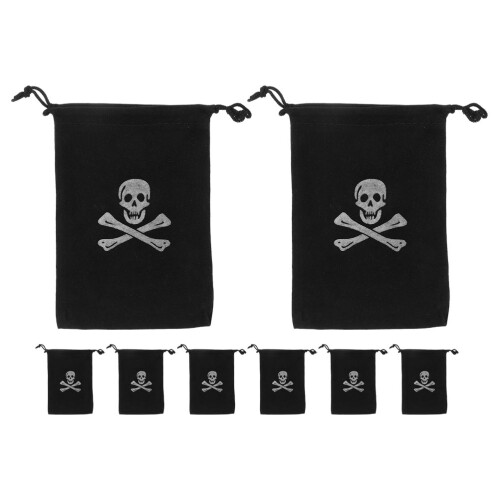 4Pcs Halloween Pirate Drawstring Bags Polyester 15.5X11.5Cm Black 2