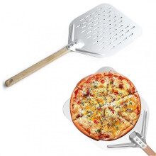 Pizza Peel 40 x 30 cm 12 Inch Pizza Shovel with Large Surface and Removable Handle, Pizza Slider for Homemade Pizzas, Baking, Bread (Colour: Silver)