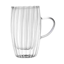 (450ml)Coffee Mug Drinking Cup Stylish Striped Wide Mouth C Shaped Grip Coffee Cup