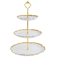 3 Tier Ceramic Cake Stand White Flower Shaped Tiered Tray Porcelain Dessert Stand For Afternoon Tea And Wedding