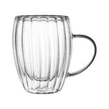 (350ml)Coffee Mug Drinking Cup Stylish Striped Wide Mouth C Shaped Grip Coffee Cup
