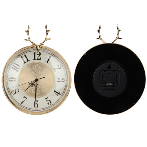 Copper Deer Head Silent Wall Clock Home Office Decor 1