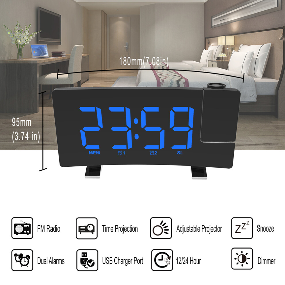 Projection Fm Radio Alarm Clock Usb Charging 685922005489