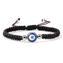 (brown sliver color)Evil Eye Braided Bracelet Lucky Red Black Color Thread Couple Chain Handmade