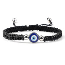 (black sliver color)Evil Eye Braided Bracelet Lucky Red Black Color Thread Couple Chain Handmade