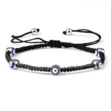 (black sliver color2)Evil Eye Braided Bracelet Lucky Red Black Color Thread Couple Chain Handmade