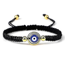 (black goldencolor 3)Evil Eye Braided Bracelet Lucky Red Black Color Thread Couple Chain Handmade