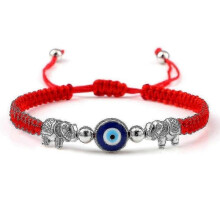 (red elephant)Evil Eye Braided Bracelet Lucky Red Black Color Thread Couple Chain Handmade