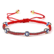(red golden color2)Evil Eye Braided Bracelet Lucky Red Black Color Thread Couple Chain Handmade