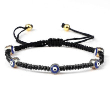 (black golden color2)Evil Eye Braided Bracelet Lucky Red Black Color Thread Couple Chain Handmade