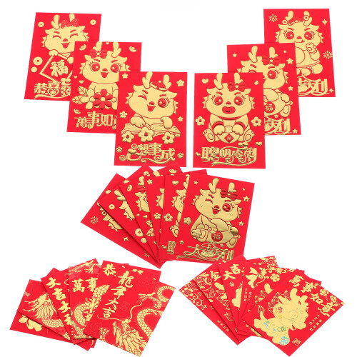 72 Pcs Chinese New Year Red Envelopes Dragon Design 1