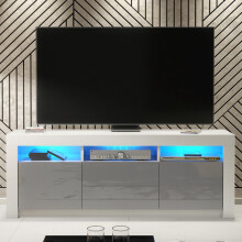 Shine 160cm TV Unit LED - White & Grey Gloss Doors