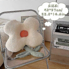 (White, 58x37cm) Kawaii INS Flower Pillow Office Chair Lumbar Back Cushion Cute Plush Sofa Throw Pillows Soft Home Decor Cushions for Friend Gift
