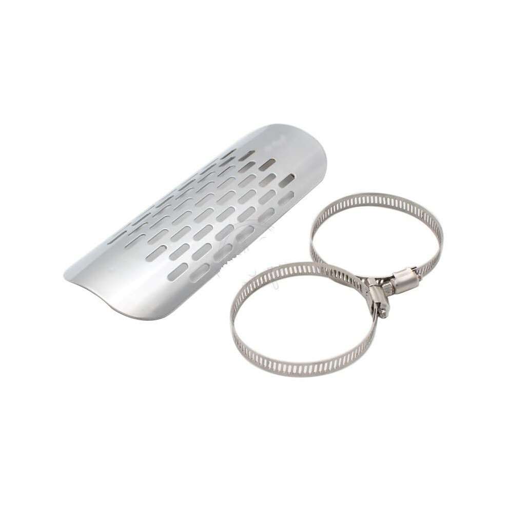 Motorbike Exhaust Insulation Cover Universal Heat Shield For Curved Exhaust Muffler Pipe Guard Silver 9084446266702