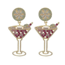 2pairs Women's Wine Glass Earrings Fruit Pendants Fun Earrings Cubic Zirconia Stud Earrings, Jewelry Gifts for Women And Girls